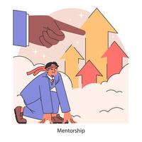 Life navigation. Man receiving direction and support from a mentor. Guidance vector