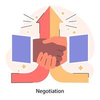 Negotiations. Employees finding consensus. Negotiation handshake. vector