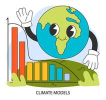 Climate models. Global warming solutions. Weather patterns research vector