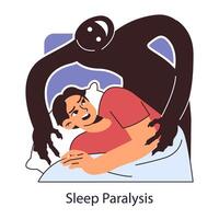 Sleep paralysis. Sleep or mental health disorder causing night's terror vector