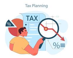 Financial planning. Analyzing tax planning strategies to reduce liabilities vector
