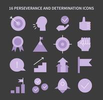 Perseverance and Determination icon set. Flat vector illustration