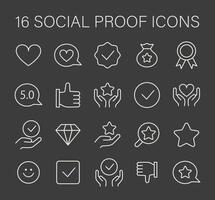 Social Proof concept icons set. Trust-building icons for credibility and reputation. vector