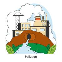 Pollution. Human influence on nature, water contamination. Industrial vector