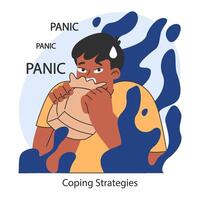 Overcoming fears coping strategy. Visual portrayal of panic and effective vector