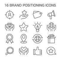 conjunto de marca posicionamiento iconos plano vector ilustración