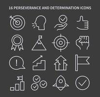 Perseverance and Determination icon set. Flat vector illustration