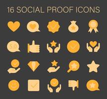 Social Proof concept icons set. Trust-building icons for credibility and reputation. vector