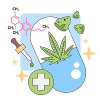 Medical cannabis research concept. Flat vector illustration.