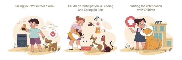 Children and Pets set. vector