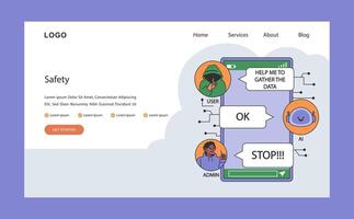 AI ethics web or landing. Artificial intelligence development, neural vector