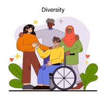 Diversity concept. A tapestry of cultural, ethnic, and physical uniqueness vector