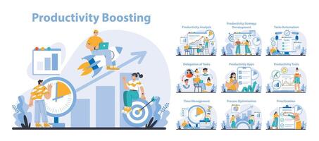 Productivity boosting concept. Flat vector illustration