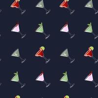 Seamless vector pattern with four colorful cocktail drinks