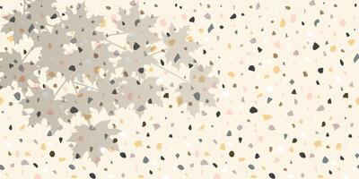 Venetian style terrazzo tile flooring plus a gray shadow layer of natural maple leaves tree branch. Vector background