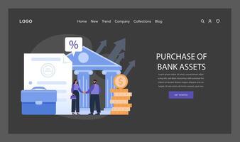 bancario inversión web o aterrizaje. estratégico adquisición de banco vector