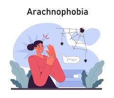 Phobia. Human's irrational inner fears and panic. Mental disorder vector