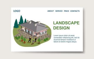 Landscape design landing page vector template