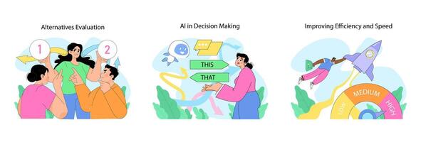 Decision making set. Flat vector illustration