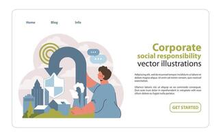 CSR commitment concept illustration. A figure upholds environmental vector