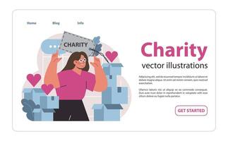 Charity and charitable foundation web banner or landing page. Help vector