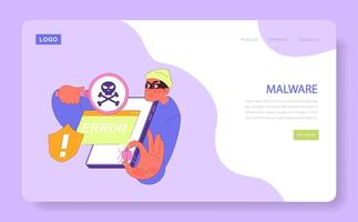 malware alerta en acción. vector