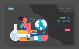 Global and affordable education dark or night mode web, landing. Open vector