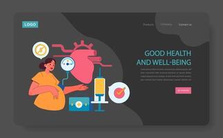 Good health and wellbeing dark or night mode web, landing. Access to healthcare vector