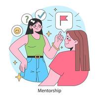 Mentorship. Guiding steps towards professional peaks with experienced vector