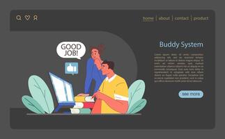 compañero sistema concepto. mentor Proporcionar positivo reforzamiento a el puesto de trabajo. vector