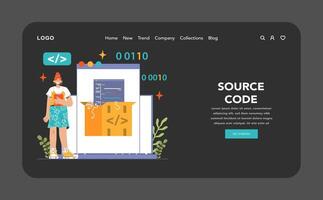 Open source web banner or landing page dark or night mode. vector