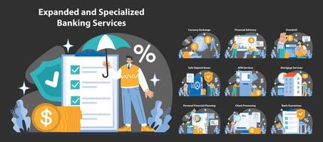 Bank services concept. Flat vector illustration.