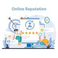 Reputation management. Building relationship with targeted audience. vector