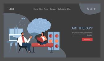Psychotherapy web banner or landing page dark or night mode. vector