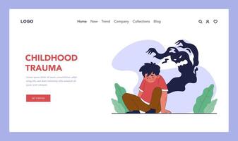 Childhood psychological trauma web banner or landing page. Impact vector