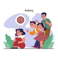 Bullying. Upset victim being bullied and shamed by others. Harassment vector