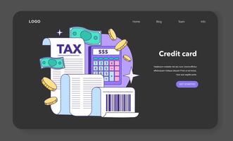 Credit card web banner or landing page night or dark mode set. Bank-offered vector