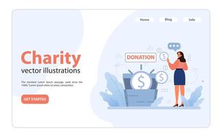 Charity and charitable foundation web banner or landing page. Help vector