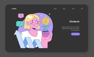 Mutual fund night or dark mode web banner or landing page. Investment vector