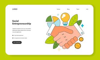 Social entrepreneurship web banner or landing page. Business vector