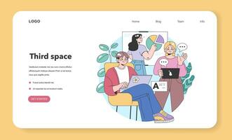 Third place web banner or landing page. Social surroundings vector