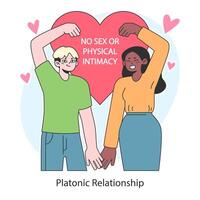 Platonic relationship concept. Affection without romance or physical intimacy vector