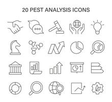 parásito análisis icono colocar. visual metáforas para negocio estrategia componentes político, económico, social, tecnológico factores vector