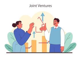 Joint Ventures concept. Professionals discussing growth strategies vector