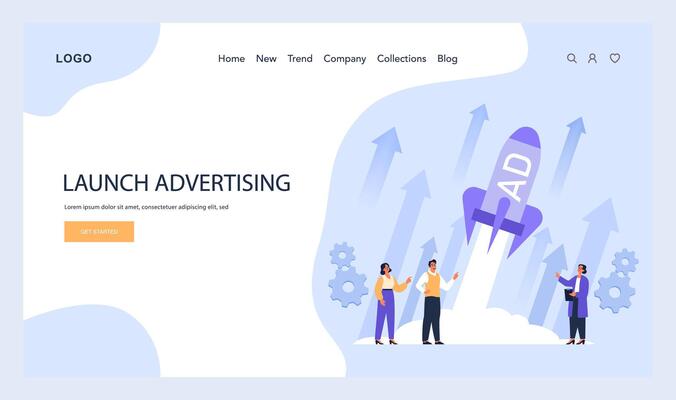 Launch Advertising concept. Flat vector illustration