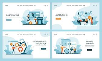 Dynamic web banner set illustrating key aspects of Cost Optimization vector