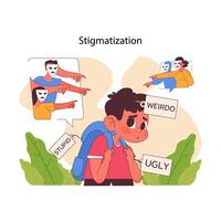 Confronting the reality of stigma faced by individuals with autism. Flat vector illustration.