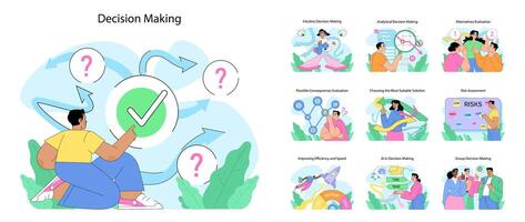 Decision making set. Flat vector illustration.