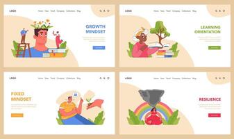 Growth mindset set. Flat vector illustration