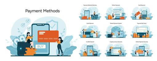 diverso transacción opciones para consumidores vector